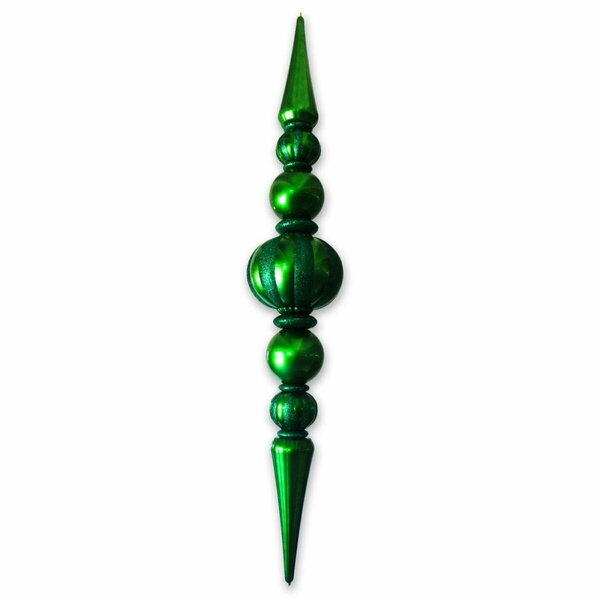Queens Of Christmas Giant Oversized Shatterproof Plastic Finial Ornament, Green ORN-OVS-100-GR